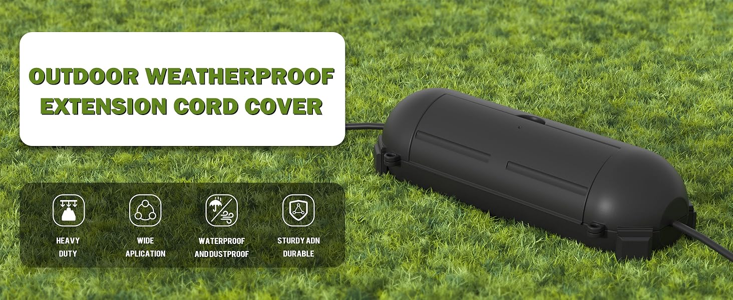 Outdoor Extension Cord Safety Cover with Waterproof Seal, Weatherproof Electrical Connection Box