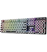 Redragon Typewriter Keyboard Wireless, Mechanical Gaming Keyboard, Bluetooth/2.4Ghz/Wired, RGB LE...