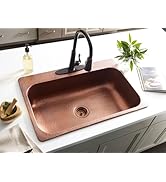 Sinkology Angelico Copper 33" Single Bowl Drop-In Kitchen Sink with 3 Holes