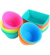 IPOW 24 Pack Silicone Cupcake Baking Cups Reusable Food-Grade BPA Free Non-Stick Muffin Liners Mo...
