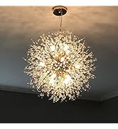 Yasince Gold Crystal Chandeliers,12-Light Modern Firework Pendant Lighting,G9 Dandelion Chandelie...