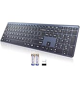 Wireless Keyboard-2.4G Ultra Slim Quiet Full Size Matte USB PC Computer Keyboard,19 Multimedia Ke...