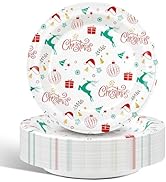 Charmount 50pcs Christmas Paper Plates, 8.5" Disposable Christmas Party Paper Plates Set, Christm...