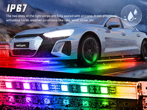 4Pcs Aluminum Underglow Neon Accent Strip Lights 396 LEDs Dream Color