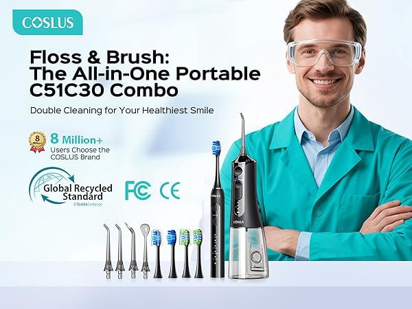 Electric Toothbrush with Water Flosser Combo