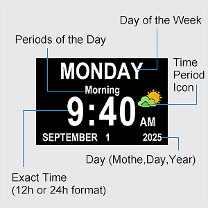 digital clock with date and day of week