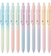 LINFANC Gel Pens, 10 pcs Medium Point 0.7mm, Gradient Color, Black Ink, Retractable Design, Aesth...