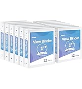SUNEE 3 Ring Binder 1 Inch 12 Pack, Clear View Binder Bulk Three Ring PVC-Free (Fit 8.5x11 Inches...