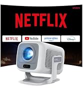 [Compatible with Netflix] Smart Projector with WiFi and Bi-directional Bluetooth Native 1080P FHD...