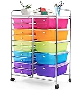 ARLIME 15-Drawer Storage Cart, 15 Drawer Trolley, Rolling Organizer Cart, Scrapbook Paper Organiz...