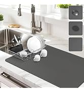 Dish Drying Mat for Kitchen Counter, Dish Drying Pad with Non-Slip Rubber Backed, Hide Stain Anti...