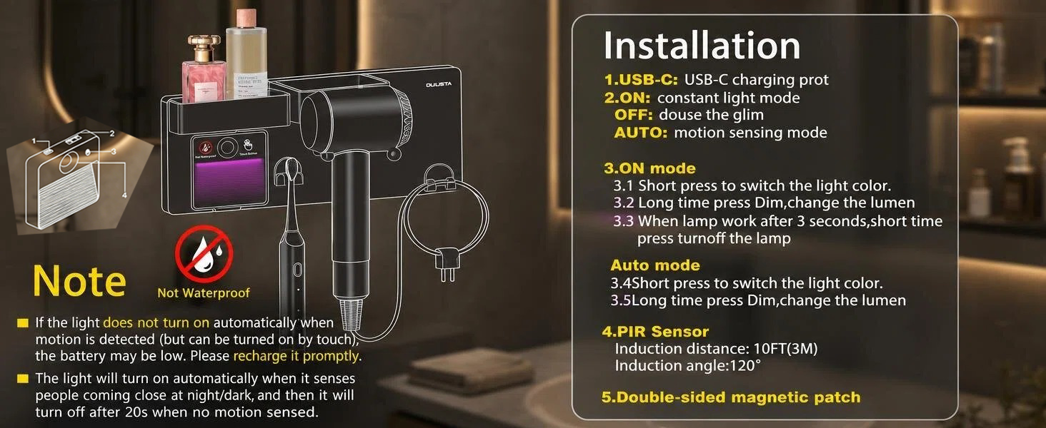 3-in-1 hair dryer holder wall mounted is compatible with most standard and modern hair dryers