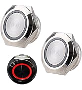 DMWD 2pcs 19mm Metal Momentary Push Button Switch Waterproof Super Mini Anti-Vandal 12V-24V ON Of...