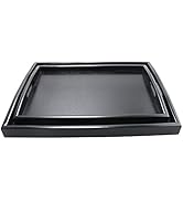 DILLMAN Serving Tray Large Black Wood Rectangle Food Tray Butler Tray Breakfast Tray With Handles...