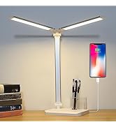Qooltek LED Desk Lamp for Home Office, Touch Control Table Lamp with 5 Color Modes and Adjustable...
