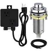 SINKINGDOM SinkTop Air Switch Kit (Long Full Brass Button) for Disposal, Dual Outlet, (Chrome)