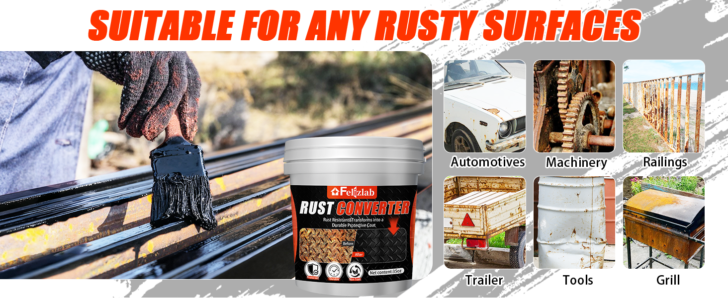 Suitable for any rusty surface