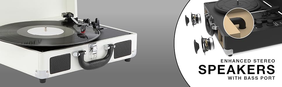 Enhanced stereo speakers with bass port