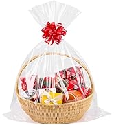 CUDICY 20pcs Cellophane Bags 18x30 Cellophane Wrap for Gift Baskets Large Clear Party Favors Clea...