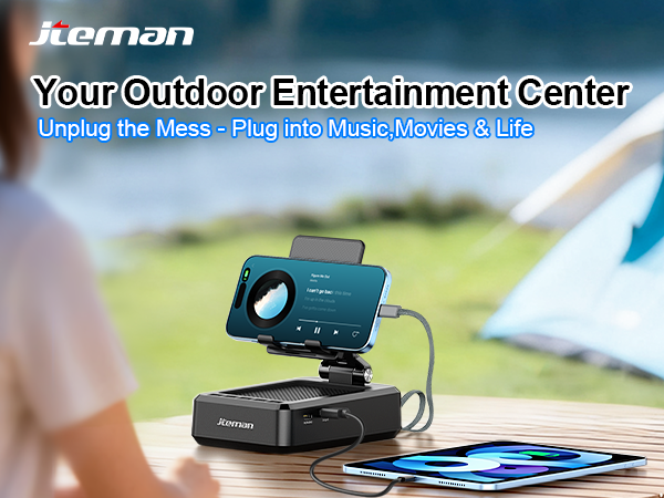Jteman Phone Stand Bluetooth Speaker with Cables