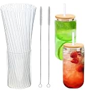 Dakoufish Replacement Straws for 16oz 20oz Glass Cups And Tumblers,100 Pcs Reusble Clear Plastic ...