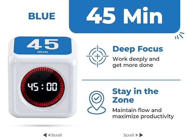 45 minute countdown timer ideal for deep focus, work projects, studying, and productivity