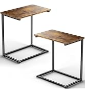 Pipishell C Shaped End Table Set of 2, Side Table for Couch Slide Under, C Table Sofa Side End Ta...