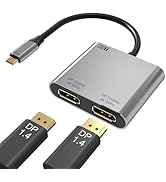 USB C to Dual DisplayPort Adapter, 4K@60Hz Display Port Splitter for Dual Monitors, Type C to DP ...