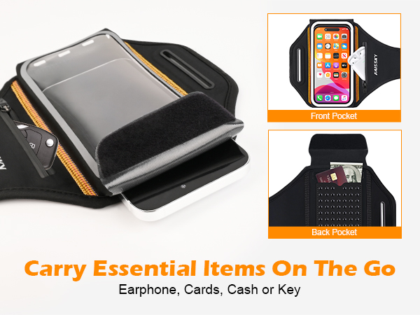  Armband with Zipper Pocket for Earbuds Car Keys