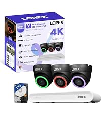 Lorex Connect (New App) | V-Series | 8Ch 4K NVR System | 3 Bullet Cameras | Black IP Cameras | No Ca...