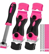 Razor Blade Scraper Tool, 3Pcs Pink Razor Scrapers with 15pcs Metal and 30pcs Plastic Blades, Scr...
