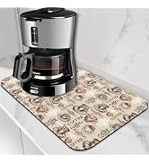 FTJHKUY Doodle Coffee Cup Dish Drying Mat,16"X24" Absorbent Fast Dish Drying Mat for Kitchen Coun...