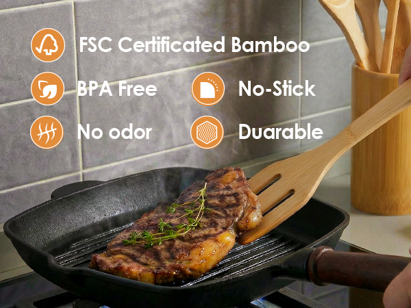 non toxic kitchen utensils BPA free healthy cooking organic wood spatula set natural finish