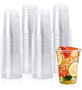 [100 Pack] 12 oz Clear Plastic Cups, PET Disposable Drinking Cups, 12 oz Plastic Cups, Perfect fo...