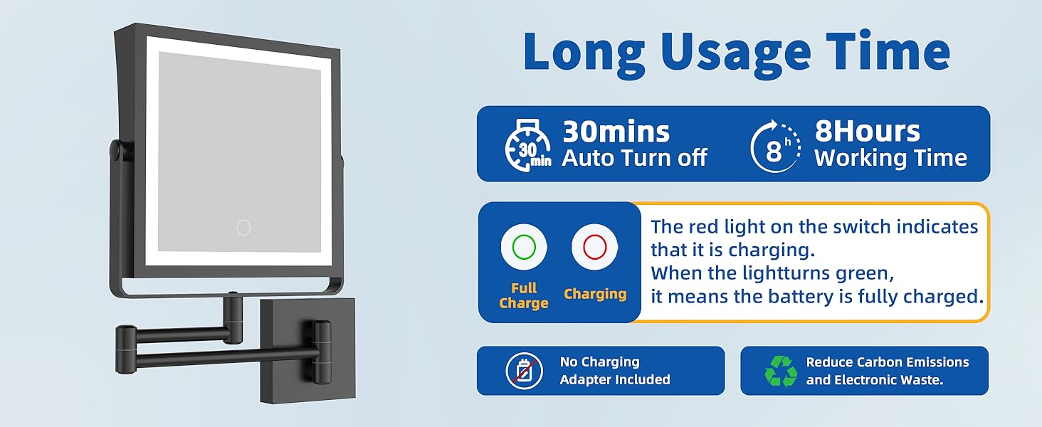 Rechargeable Wall Mounted Makeup Mirror