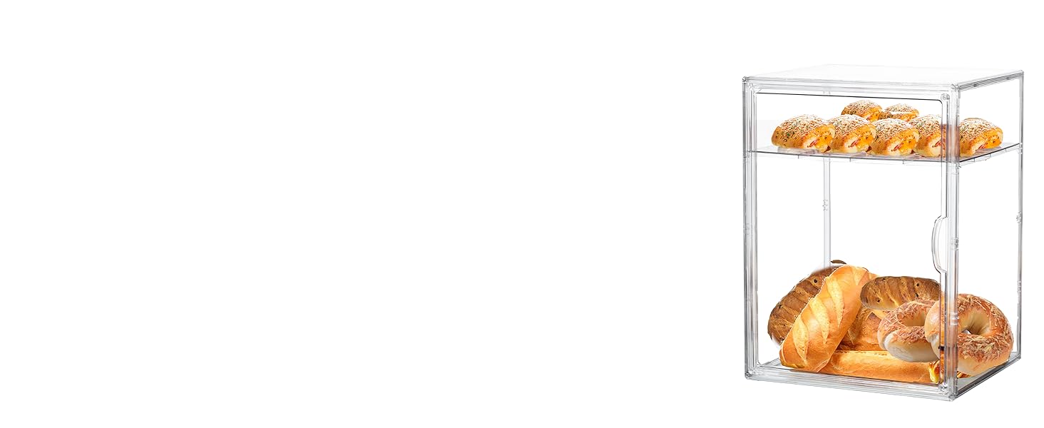 big size bread bagels storage clear bread box bakery display case