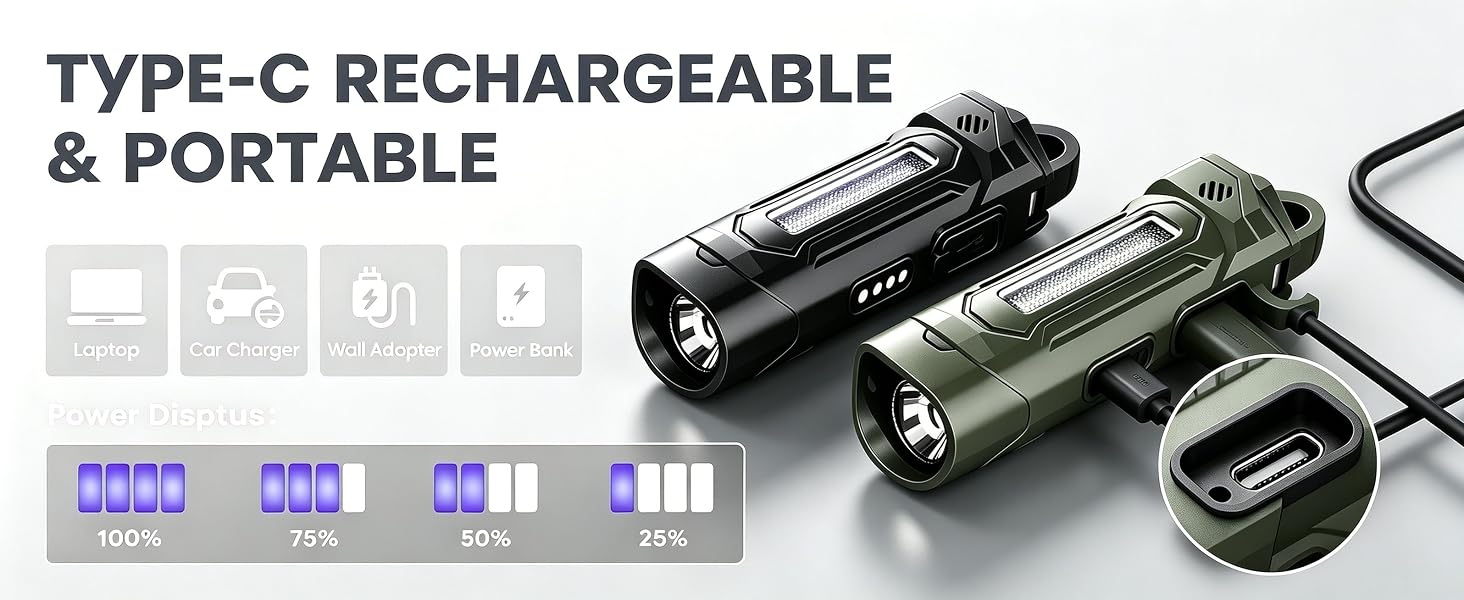 usb c flashlight,usb flashlight,mini flashlight,keychain flashlight