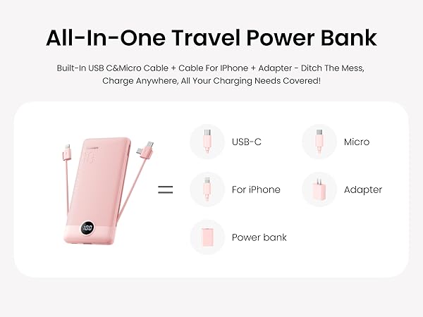 All-in-One Travel Power Bank-Pink