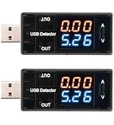 FORIOT 2Pcs USB Meter Tester LCD DC Digital Blue and Red Display Current Voltage Meter Multi-Func...