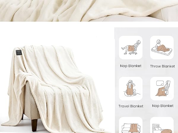 Electric Blanket with Built-in Button Controller 50&amp;#34;x60&amp;#34;