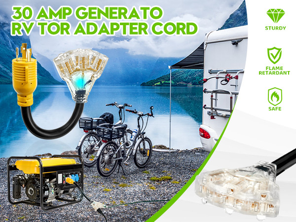 30 Amp to 110V RV/Generator Distribution Adapter Cord