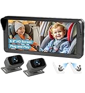 Dual Baby Car Camera for 2 Kids – 6.9” Split Screen Ultrawide HD Display with 2 Cameras, IR Night...