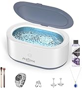 JeaTone Ultrasonic Jewelry Cleaner Machine (Gray), SUS304 Stainless Steel 20oz Tank, 46KHz Ultras...