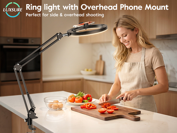 overhead phone mount with ring light