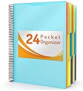 24 Pocket Project Organizer, Forvencer 1/3-cut Tab Binder Organizer w Sticky Labels, Multi Pocket...