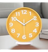 JENLYSTIME 8 Inch Vibrant Yellow Modern Wall Clock – Silent Non-Ticking, Bold 3D Numbers, Precise...