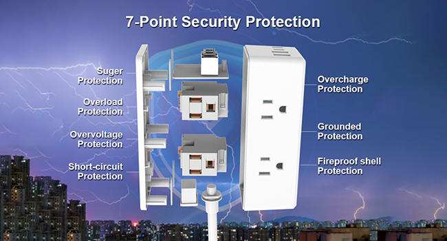 electrical outlet extender power strip surge protector 10 ft cord power cord