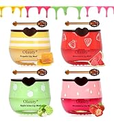 4Pcs Bee Lip Balm Honey Pot, Prevention Lip Dry Set, Honey Lip Sleeping Moisturizing Lip Balm, Li...