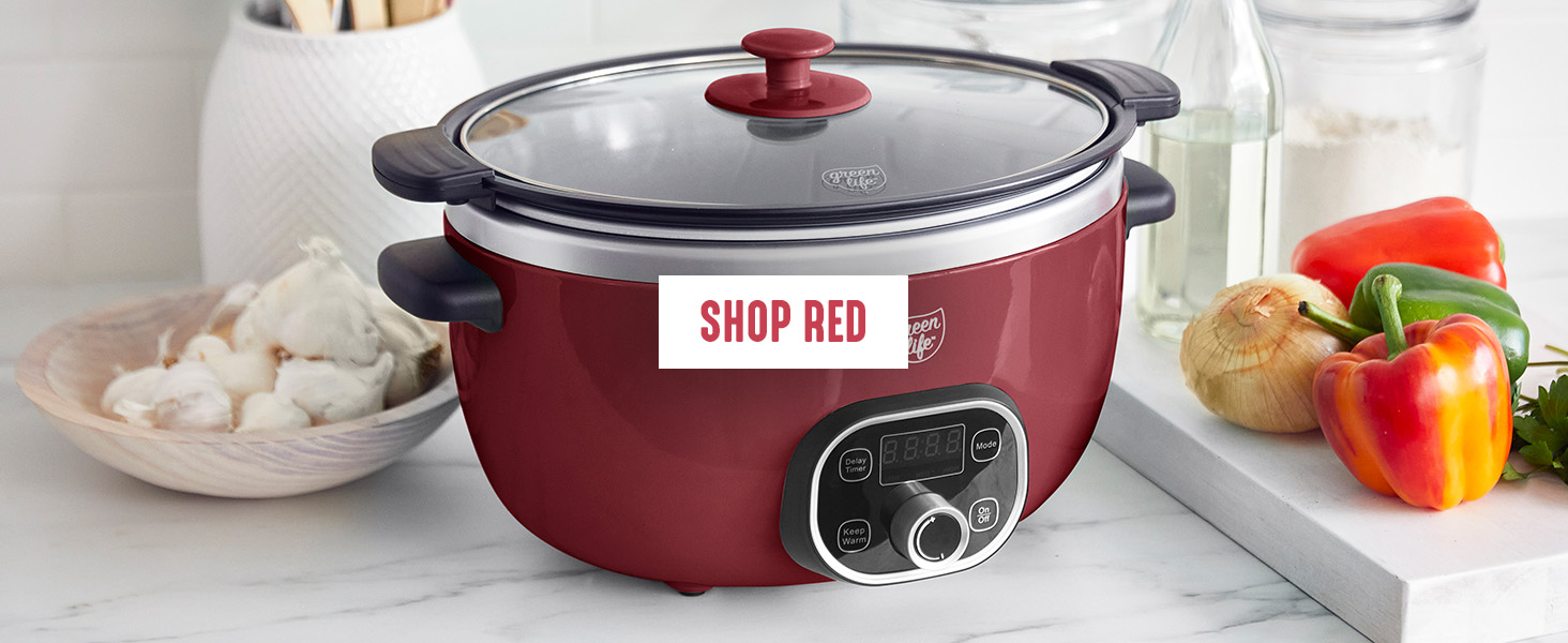 GreenLife, Ceramic Nonstick, PFAS-Free, Non-Toxic, Slow Cooker, Wood, Electrics