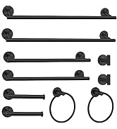 Cilee 10 Piece Matte Black Bathroom Hardware Set,2 Pack 5 Piece Bathroom Accessories Set Include ...